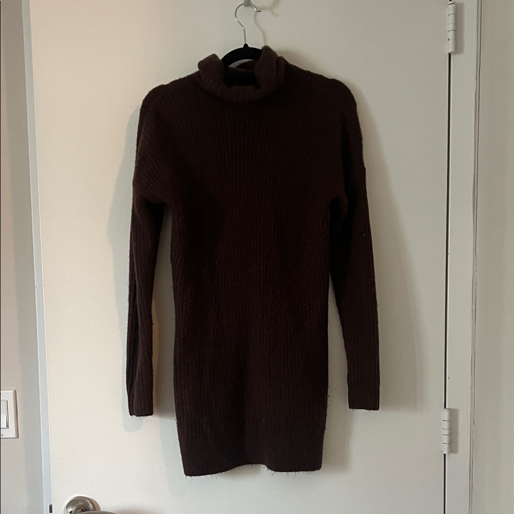 Abercrombie Brown Turtleneck Ribbed Knit Sweater Dress - Women